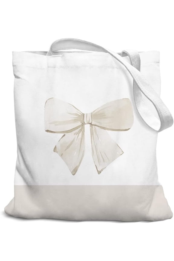 Bow Preppy Canvas Tote Bag for Women Teens Teen Girls,  Bow Girls Tote Bag,  Gifts