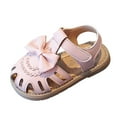 thumbnail image 1 of Bow Princess Flats Sandals for Toddler Girls Little Child Bowknot Closed Toe Summer Dress Shoes Pink, 1 of 5