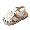 thumbnail image 1 of Bow Princess Flats Sandals for Toddler Girls Little Child Bowknot Closed Toe Summer Dress Shoes White, 1 of 7