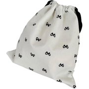 Bow Print Canvas Drawstring Bag Small Makeup Pouch Portable Storage for Cosmetics Jewelry Travel 6.89x7.28in