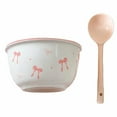 thumbnail image 1 of Bow Print Color Ceramic Bowl Set Household High Aesthetic Bowl and Spoon Se, 1 of 9