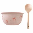 thumbnail image 1 of Bow Print Color Ceramic Bowl Set Household High Aesthetic Bowl and Spoon Se, 1 of 9