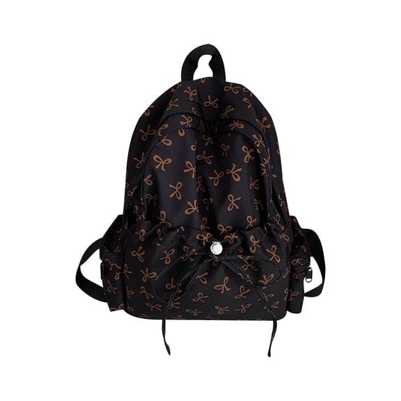 Bow Print Laptop Backpack (Aesthetic School Bag, Kawaii Rucksack), Bowknot Detail Adds Feminine Touch To Backpacks, Bow Backpack Cute Kawaii Laptop Backpack, By Meiiso