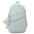 thumbnail image 1 of Bow Print Large Capacity Backpack, Multi-Pocket Zipper Closure School Bag with Pendant for Travel Work Shopping (Blue), 1 of 10