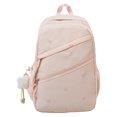 thumbnail image 1 of Bow Print Large Capacity Backpack, Multi-Pocket Zipper Closure School Bag with Pendant for Travel Work Shopping (Pink), 1 of 10