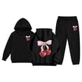 thumbnail image 1 of Bow Print Outfits Set For Kids Child Toddler Boys Girls Long Sleeve Solid Warm Hoodie Pullover Tops Pants Kids Outfits Sweat Suit Black 120(4-5 Years), 1 of 9