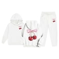 thumbnail image 1 of Bow Print Outfits Set For Kids Child Toddler Boys Girls Long Sleeve Solid Warm Hoodie Pullover Tops Pants Kids Outfits Sweat Suit White 160(12-13 Years), 1 of 9