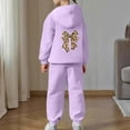 thumbnail image 1 of Bow Print Outfits Set For Kids Thick And Cozy Girls' Tracksuit Fashionable Bow Print Hoodie And Joggers Outfit For Toddlers And Kids Light Purple 110(3-4 Years), 1 of 9