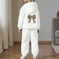 thumbnail image 1 of Bow Print Outfits Set For Kids Thick And Cozy Girls Tracksuit Fashionable Bow Print Pullover Hoodie With Jogger Pants Casual Two Piece Outfit For Toddler And Kid White 110(3-4 Years), 1 of 9