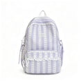 thumbnail image 1 of Bow Print School Backpack, Lace Trim Backpack with Side Pockets, Heavy Duty Computer Bag for Travel College Work, Purple, 1 of 4
