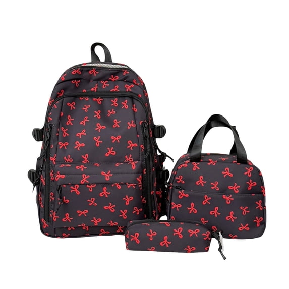 Bow Print Series Three-Piece Backpack Set College Style Backpack