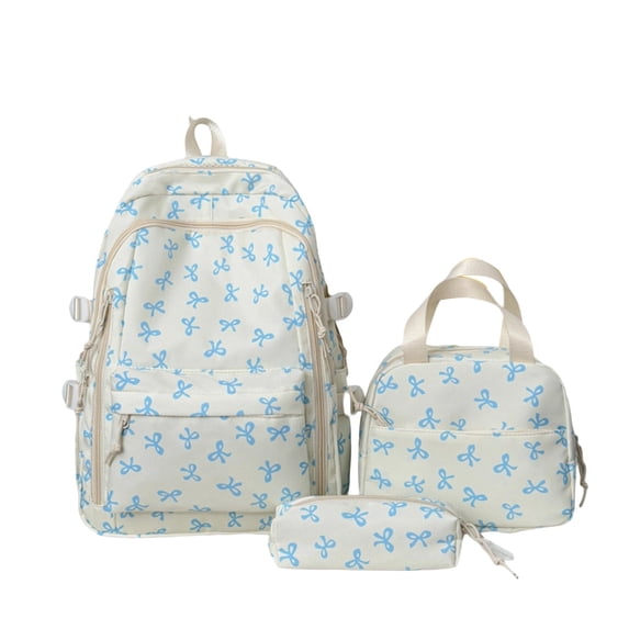 Bow Print Series Three-Piece Backpack Set College Style Backpack