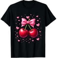 thumbnail image 1 of Bow Print Valentines Day Cute Funny Heart Casual Graphic Black T-Shirt for Men and Women, 1 of 4