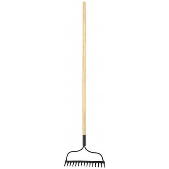 Bow Rake: 14.75" Wide with 15 Sharp Steel Tines, Extra-Long 52-3/4" Wood Handle