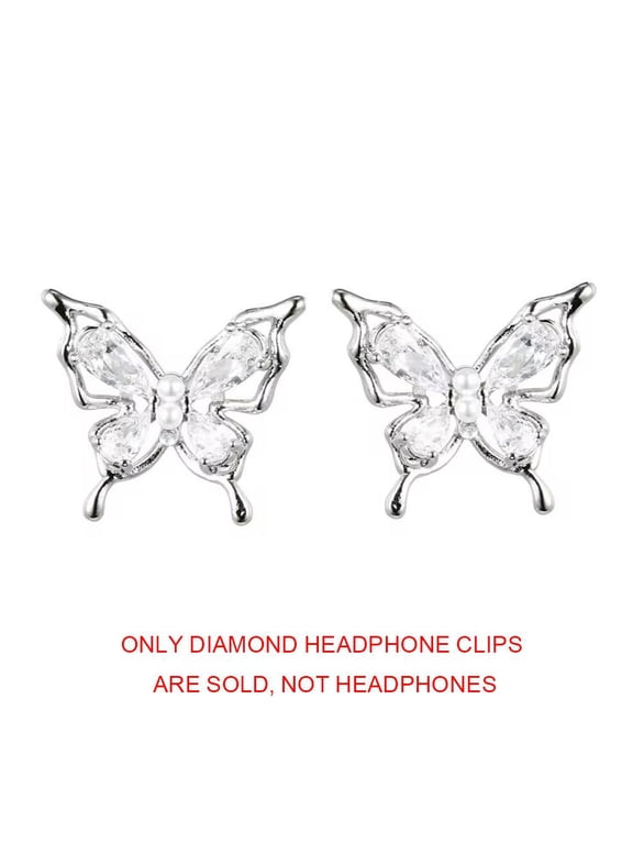 Bow Rhinestone for Clip on Earbuds Open Ear Accessories, Removable Exquisite DIY Decoration, Elegant Zirconia Decorative Earphone Accessories for Women (1 pair)