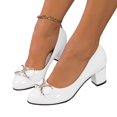 thumbnail image 1 of Bow Rhinestones Dress Shoes for Women Bridal 2025 Formal Leather Slip on High Heels Dressy Shoes, 1 of 9