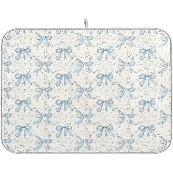 Bow Ribbon Dish Drying Mat Absorbent Microfiber Dish Drying Pad Drainer Mats for Kitchen Counter 16 x 18 In