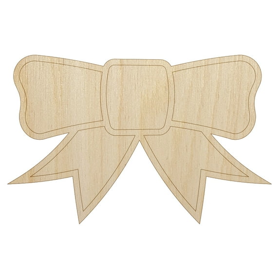 Bow Ribbon Outline Wood Shape Unfinished Piece Cutout Craft DIY Projects - 6.25 Inch Size - 1/4 Inch Thick