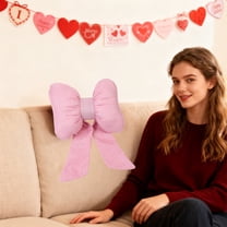 Bow Ribbon Pillow, Valentine's Day Home Decoration Throw Pillow, Car Sofa Seat Neck Pad, 12x 16in Romantic Bow Decorative Gift for Girlfriend Lover