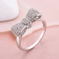 thumbnail image 1 of Bow Ring For Women Electroplated Platinum Copper Bowknot Ring With Zircon Inlay Fashion Jewelry Elegant Choice, 1 of 5