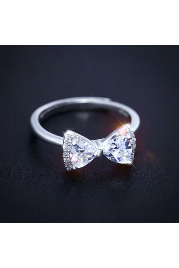 Bow Ring With Copper And Sterling Silver Inlaid Diamond Accent For Women Fashion Jewelry Gift For Her Ever Now