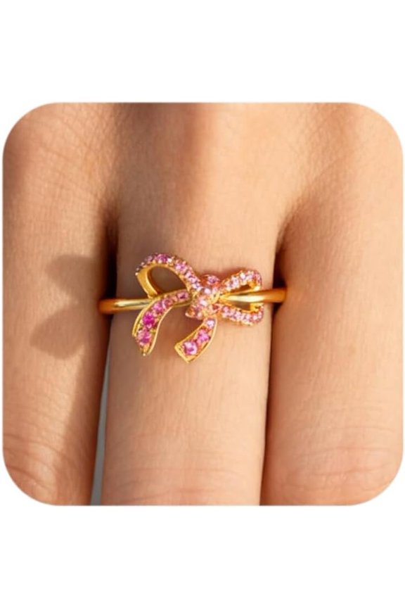 Bow Ring for Women 925 Pure  Bow Cubic Zirconia Ring Promise Ring Mother Daughter Friendship Ring Birthday  for