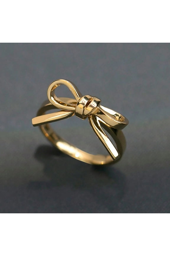 Bow Ring for Women Dainty Gold Bowknot Rings Pink Bow Ribbon Ring Promise Rings for Women