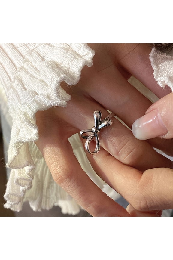 Bow Ring for Women Dainty Gold Bowknot Rings Pink Bow Ribbon Ring Promise Rings for Women