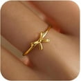 thumbnail image 1 of Bow Rings for Women Mother Daughter Friendship Knot Ring 925 Sterling Silver Dainty 14K Gold Plated Promise Rings for Her Birthday Graduation Gifts, 1 of 7