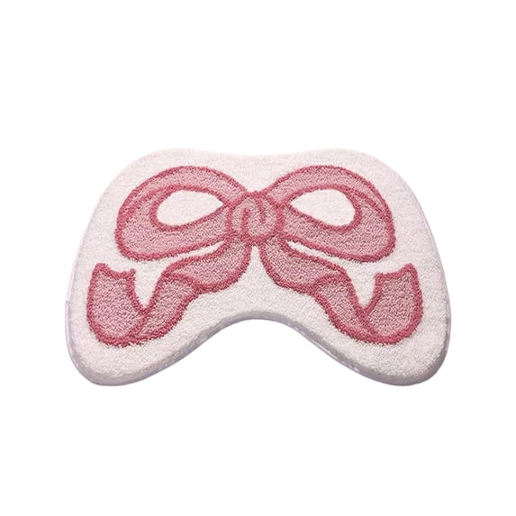 Bow Rug Pink Bath Mat Bathroom Rugs, Non Slip Cute Bath Rugs Microfiber Plush Bow Decor, Washable Absorbent Girls Bedside Rug for Bathtub Sink 16x24in