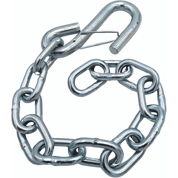 Bow Safety Chain  3/16 in. x 15-1/2 in. Steel, Zinc-Plated Heavy Duty Marine Boat Trailer Safety Chain with 3/8 in. S-Hook & Wire Latch  Secure Towing Trailer Accessory Replacement Part