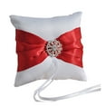 thumbnail image 1 of Bow Satin Wedding Ring Bearer Rhinestone Pillow Cushion 10*10cm, 1 of 1