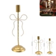 thumbnail image 1 of Bow Shape Gold Candle Holder, Elegant Iron Candle Stand for Home Decoration, Vintage Style Tabletop Candlehold for Wedding Centerpiece, Mantel, and Farmhouse Decor, 1 of 7