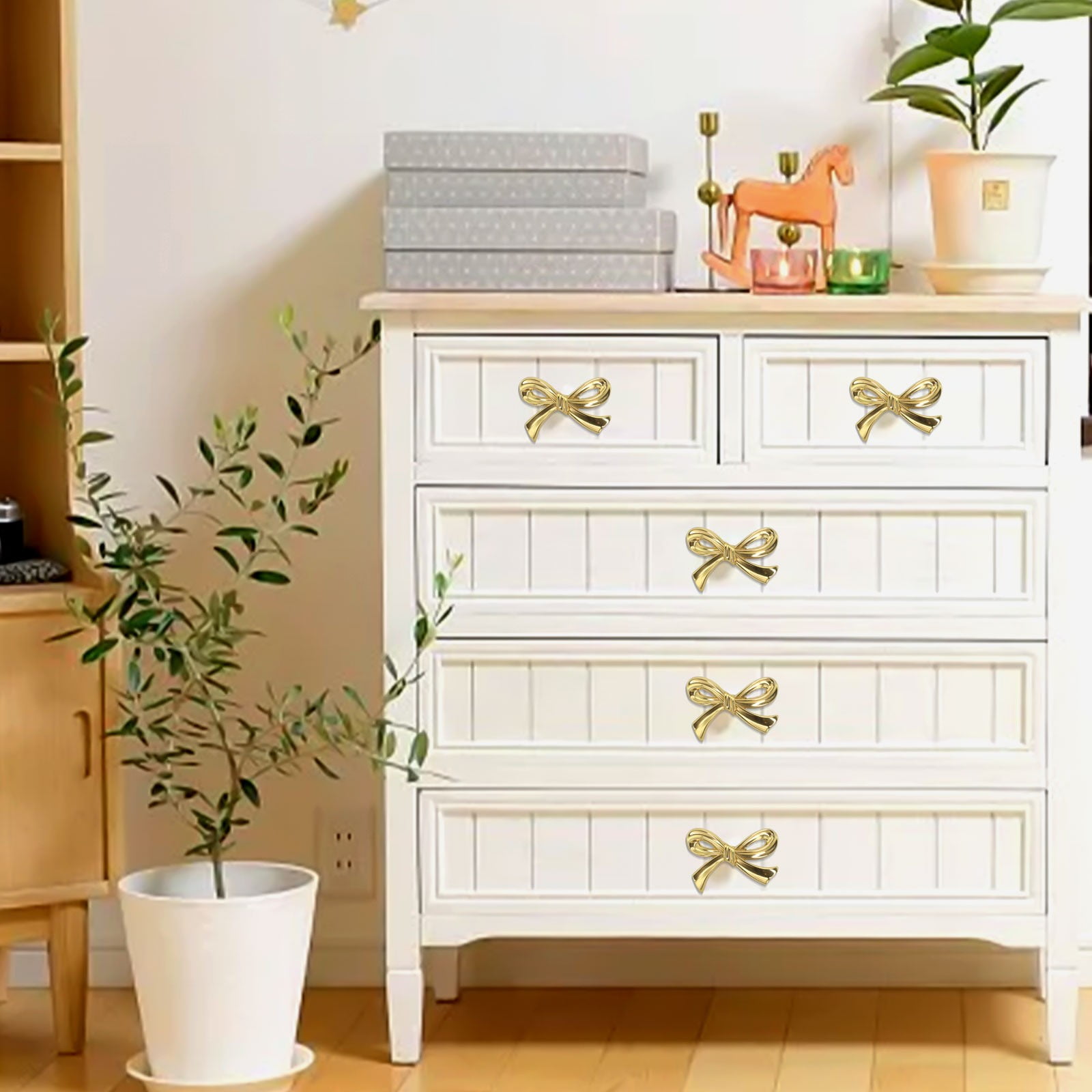 Bow Shape Kitchen Cabinets Knob Kit Gold Brass Drawer Pulls Decorative Handles