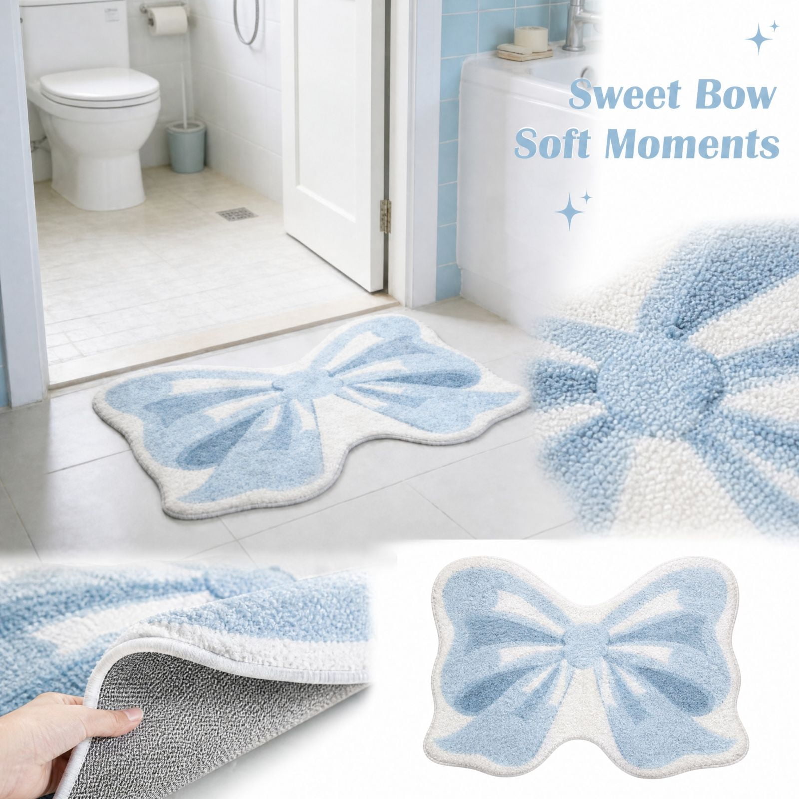 Bow Shaped Area Rug Soft Touch Irregular Line Art Floor Carpet with Non ...