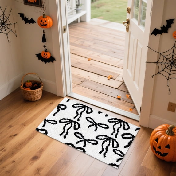 Bow Shaped Bathroom Mat for Girls and Childrens Soft Absorbent Carpet Floor Rug Non Design Modern Style