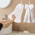thumbnail image 1 of Bow Shaped Hand Towel Hanging Kitchen Bathroom Absorbent Soft Fleece Non Shedding Cute Design Quick Dry Wiping Cloth for Cup Lid Pot Drying Home Cleaning, 1 of 5