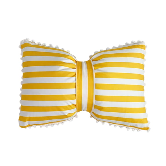 Bow Shaped Pillow, 19.6x13in Striped Decorative Throw Pillows, for Couch Bed Sofa Office Car Neck Waist, Yellow