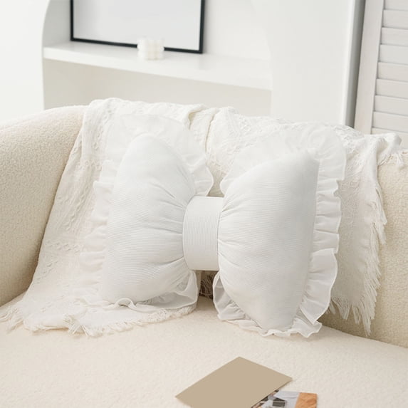 Bow Shaped Pillow Cute Decorative Cushion, Soft Aesthetic Style, Enhance Living Space Comfort, Home Decor, Living Room Bedroom, Car Backrest Support, Unique Ergonomic Shape, Durable Cotton
