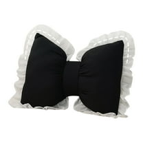 Bow Shaped Pillow, Lumbar Support Cushion, Cute Bow Tie Decorative Pillow for Sofa Bed Living Room Bedroom Car, Soft Cotton Filled Black Waist Pillow Home Decoration