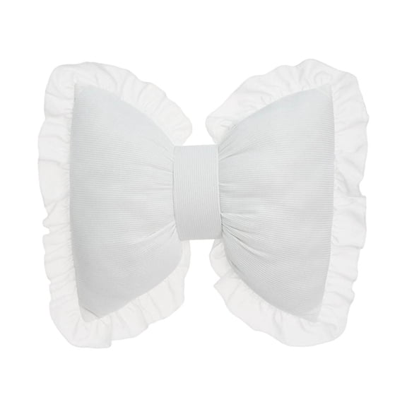 Bow Shaped Throw Pillow for Couch, Ruffle Lace Decor, Fluffy Cotton Filling Pillow, Bed Couch Car Seat Lumbar Pillow Decoration Pillow, 15.7 x 12.6 Inch