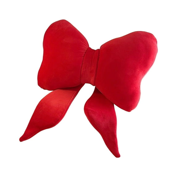 Bow Shaped Throw Pillow – Red Decorative Sofa Cushion, Big Bow Knot Pillow for Bedhead, Living Room, and Bedroom Décor
