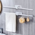 thumbnail image 1 of Bow Shaped Towel Rack, White Plastic Suction Cup Mount, No Drill Bathroom Towel Holder for Shower, Kitchen, Laundry Room, Scandinavian Style (3 Pcs), 1 of 6