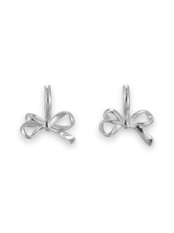 Bow Silver Hoop Earrings for Women