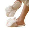 thumbnail image 1 of CHUMUD Bow Slippers for Women Soft Open Toe Ladies Slippers Indoor Outdoor Memory Foam House Shoes Slip on Fluffy Slippers, 1 of 6