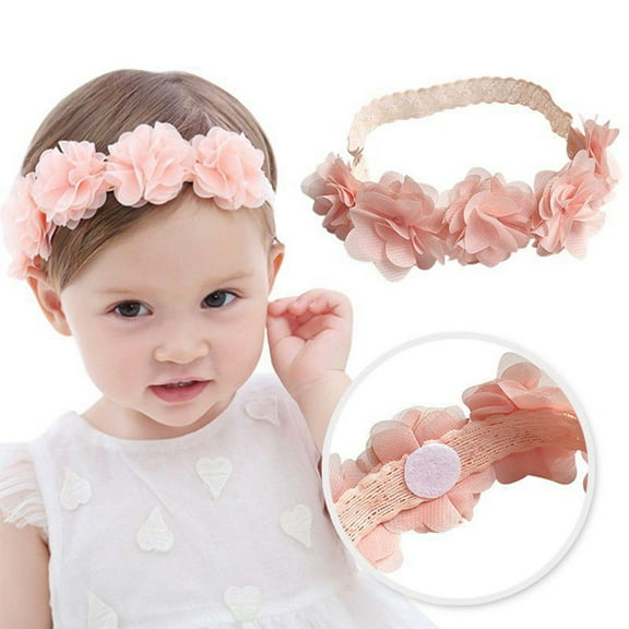 Bow Soft & Stretchy Nylon Headbands From Newborn to Girls, Elegant Baby Girls Faux Flowers Elastic Headband Hair Accessories Photo Prop