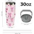 thumbnail image 1 of Bow Star Weave Pink Tumbler with Handle And Straw 30oz Flip Straw Stainless Steel Insulated Tumblers Cute Vintage Travel Coffee Cup Mug Water Bottle, Fits in Car Cup Holder, 1 of 6