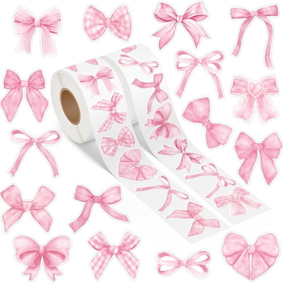 Bow Stickers 1000Pcs Self-Adhesive Label Decals for Craft Envelope Card Party Decor 1.6in(2roll)