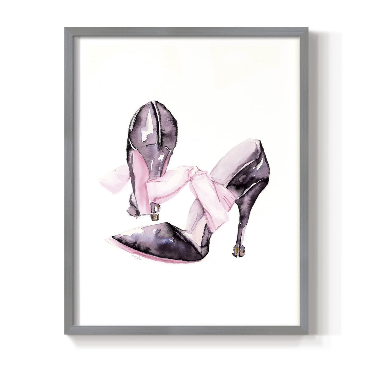 Bow Stilettoes in Paper Solid Wood 11 x 14 Framed Print