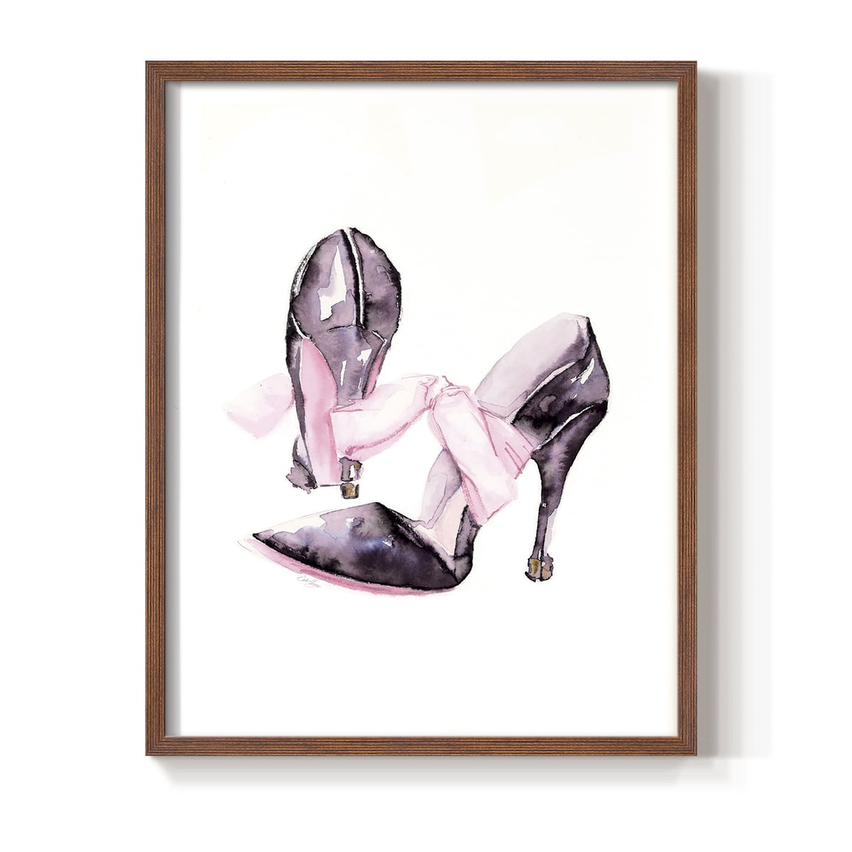 Bow Stilettoes in Paper Solid Wood 11 x 14 Framed Print